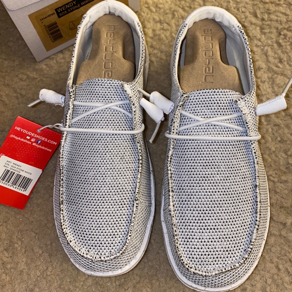 New Women’s Hey Dude Wendy Slip On Stone White 7